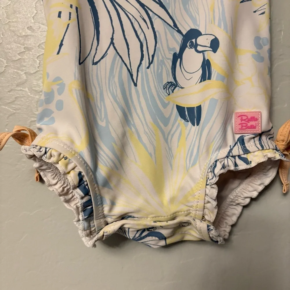 Ruffle Butts birds of paradise one piece rashguard swimsuit 6-12 months